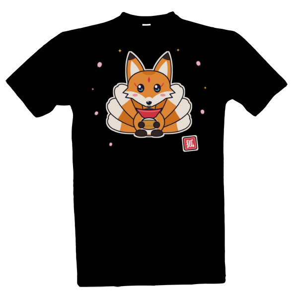 Tričko s potiskem Kitsune – kawaii devítiocasá liška